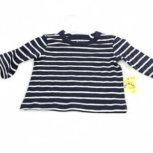 Primary Navy Striped Long Sleeve Baby Tee, New with Tags - Size 3-6M